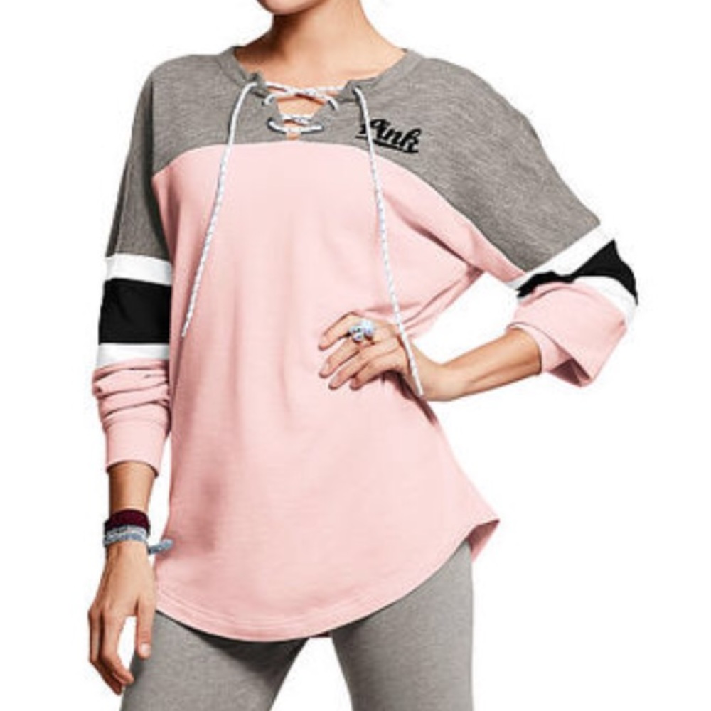 Victoria’s Secret Pink Lace up Varsity Crew